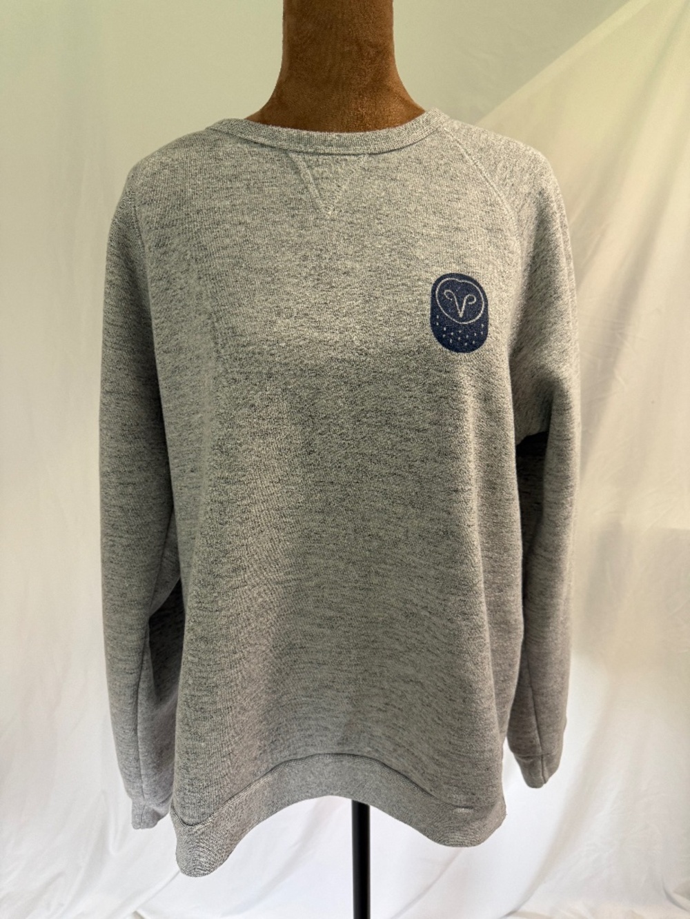 Marine Layer x Samsara Gray Sherpa Fleece Lined Owl Crewneck Sweatshirt WomensM